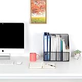 EasyPAG Desk Magazine File Holder Mesh 4 Compartments A4 Black view 6