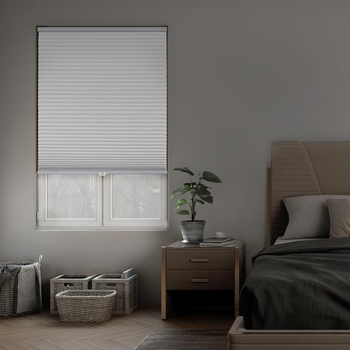 DEZ FURNISHINGS Cordless 1.5" Blackout Cellular Shade, Energy Saver, 63.5" W x 60" H, White