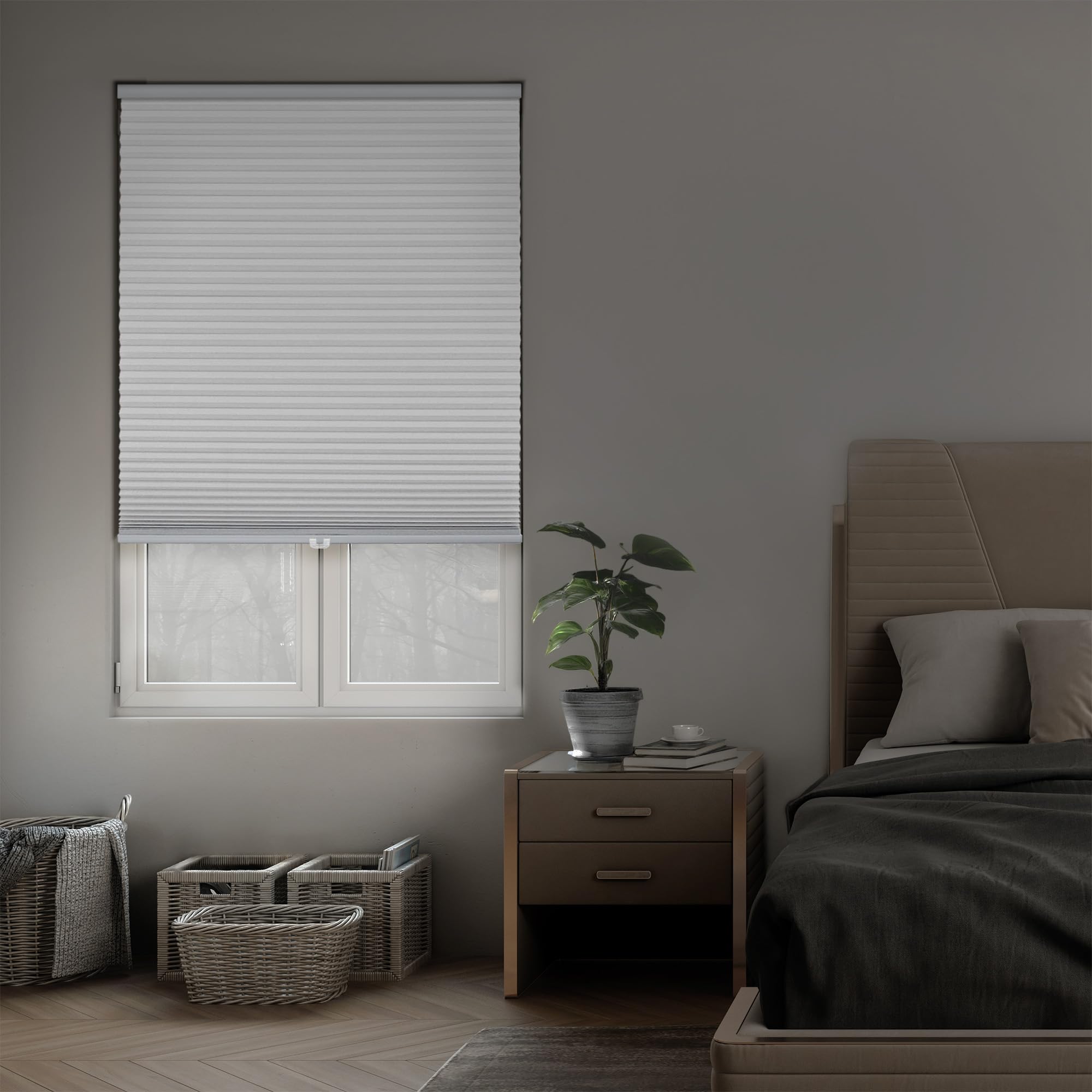 Photo 1 of DEZ FURNISHINGS Cordless 1.5" Blackout Cellular Shade, Energy Saver, 50" W x 48" H, White