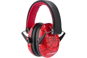 Kimitimi Kids Noise Reduction Ear Muffs - SNR 25-31dB Noise Cancelling Headphones for Children Adults, Over-Ear Hearing Protection for Autism Sensory, Concerts/Fireworks/Air Shows - Spider