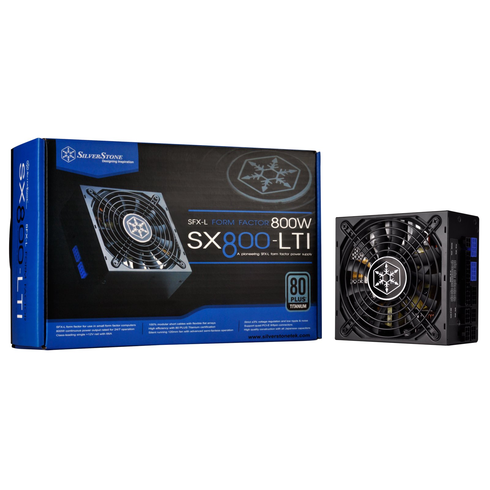 SilverStone SST-SX800-LTI - SFX-L Series, 800W 80 Plus Titanum PC Power Supply, Low Noise 120mm, 100% modular