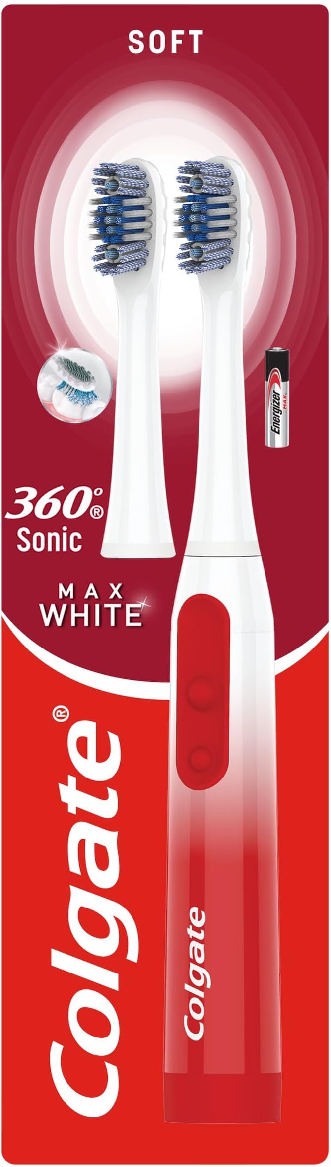 Colgate 360 Sonic Max White Battery Powered Toothbrush with Replaceable Head