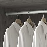 Emuca Wardrobe Round Hanging Rail Kit Ø28mm 750mm Pack of 2 Matt Anodized view 3