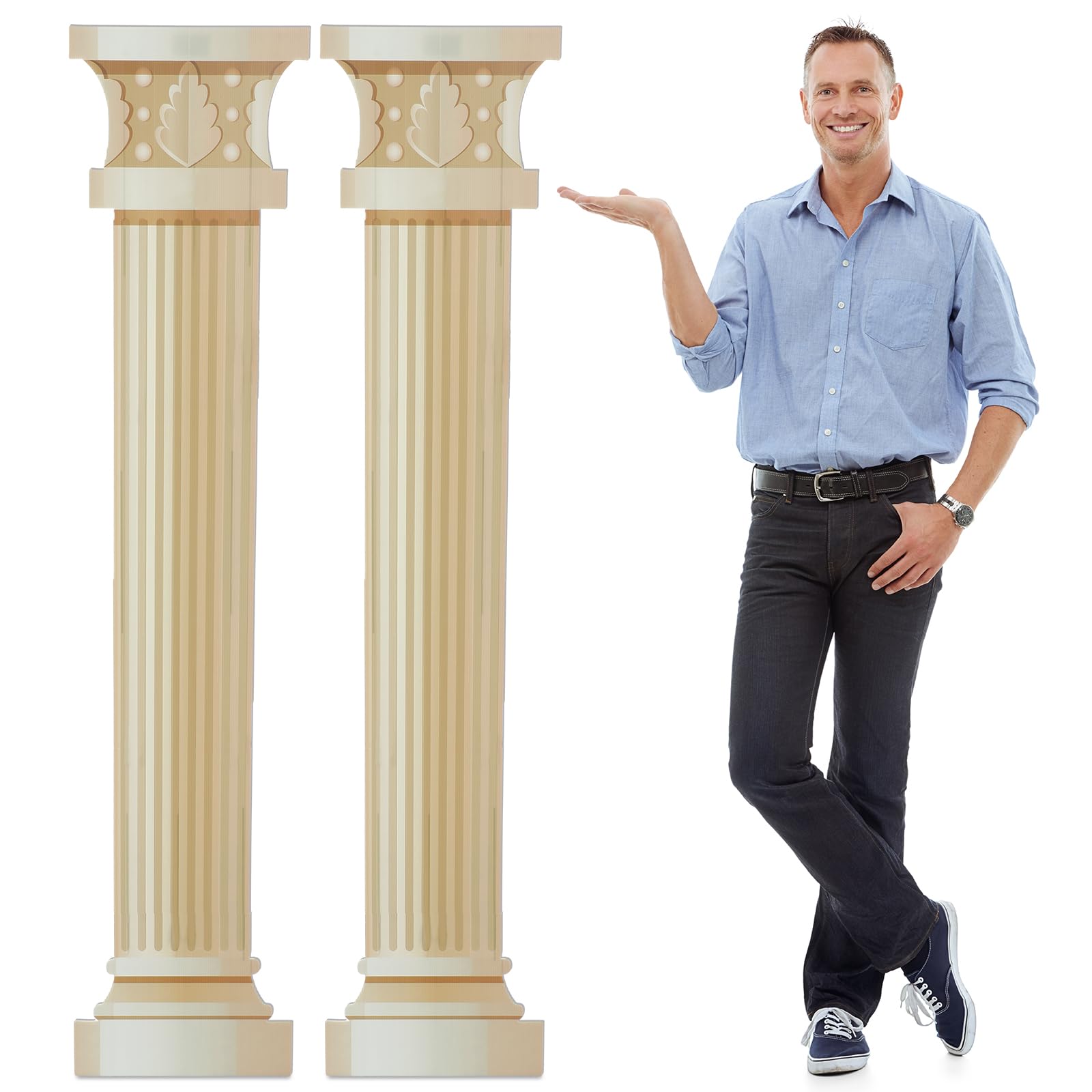 Photo 1 of 2 Pcs 6 Feet Greek Column Cardboard Cutout Stand up Life Size Greek Theme Party Decorations Backdrops Photo Props Athens Greece Pillar Column Standup for Birthday Medieval Renaissance Ancient Party