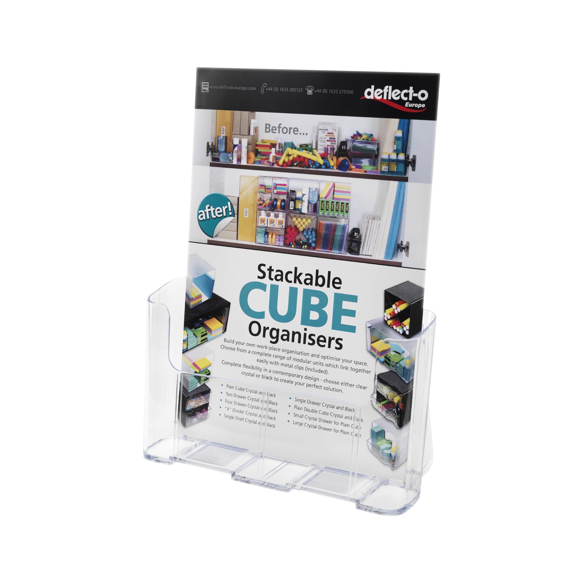 Deflecto A4 Portrait High Back Single Compartment Literature Holder, Magazine File Holder, Leaflet Holder, Leaflet Display Stand, Wall Mounting Option