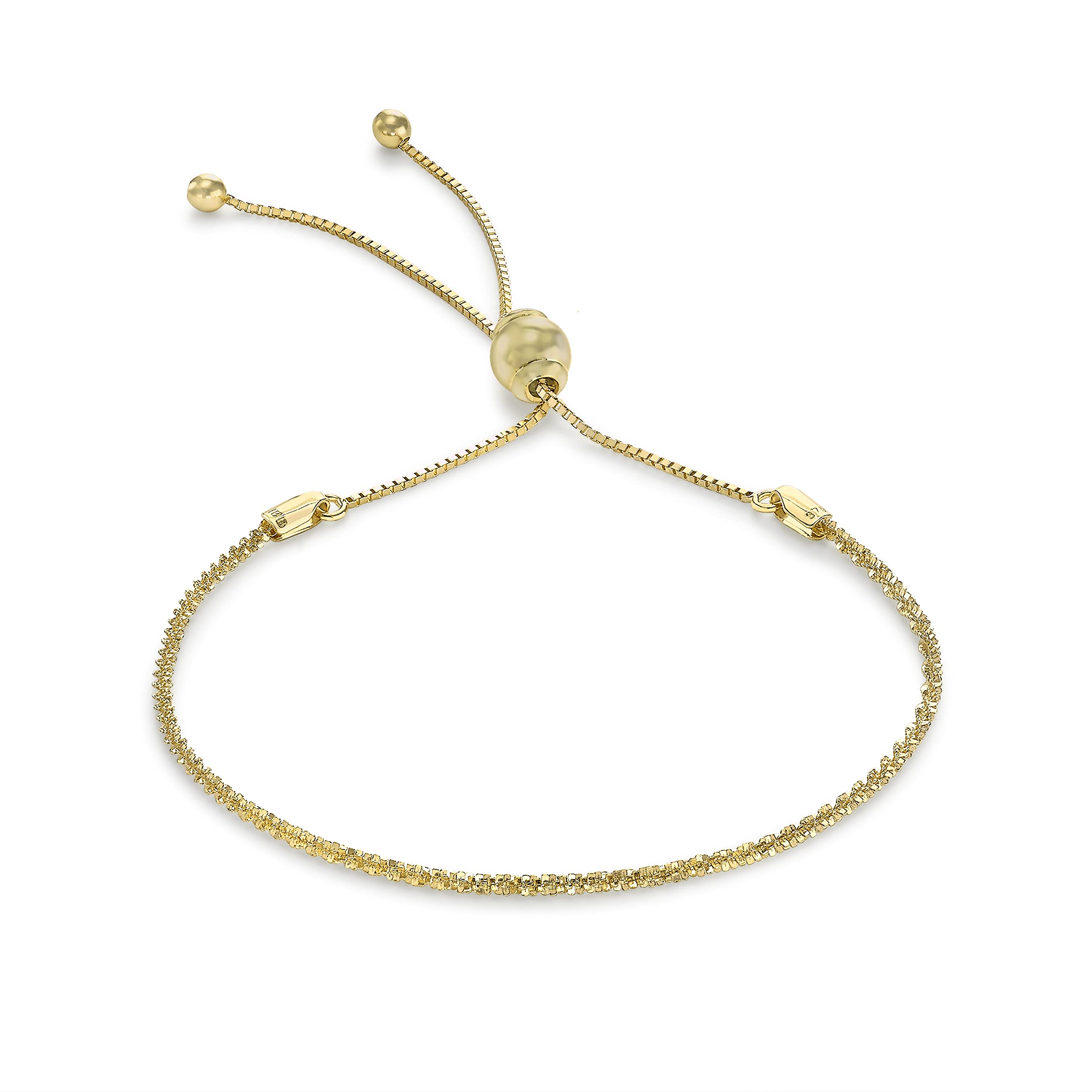 CARISSIMA Women's 9 ct Yellow Gold Tocalle Chain Adjustable Bracelet, 23 cm/9 Inch