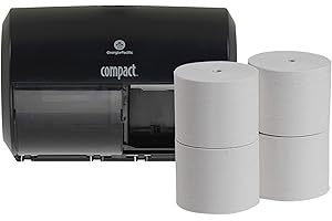 Compact 2-Roll Side-by-Side Dispenser and Coreless 2-Ply Recycled Toilet Paper Starter Kit by GP PRO (Georgia-Pacific), 1 Dispenser and 4 Rolls, 1 Kit per Case