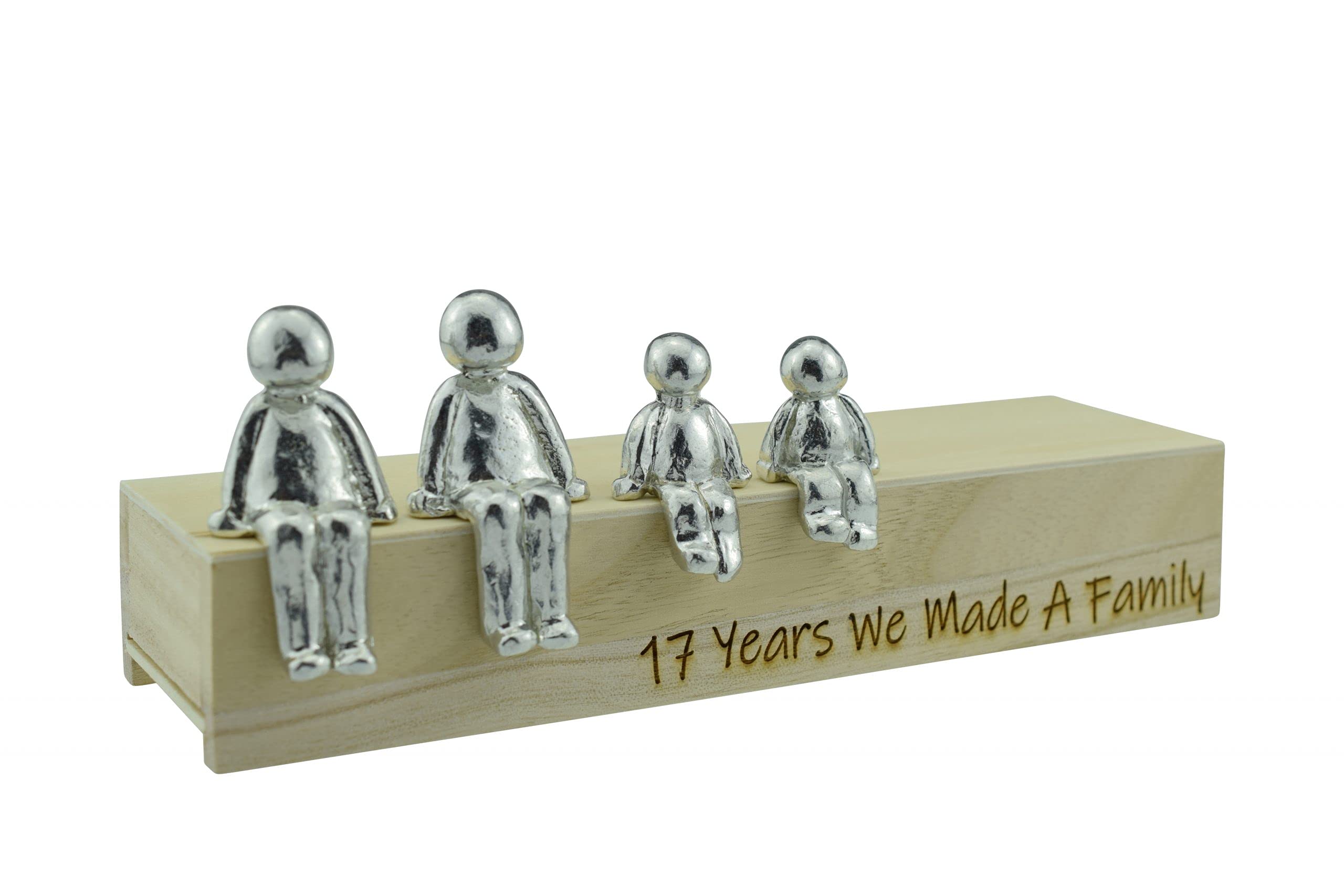 Pirantin 17th Anniversary Idea - 17 Years We Made A Family Metal Ornament - Choose Your Family Combination Box & Woodgrain May Vary(2 Children)