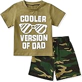 fioukiay Toddler Boy Summer Clothes Outfits Little Kids Short Sleeve Funny Letter Print T-Shirt Camo Shorts Clothing Set