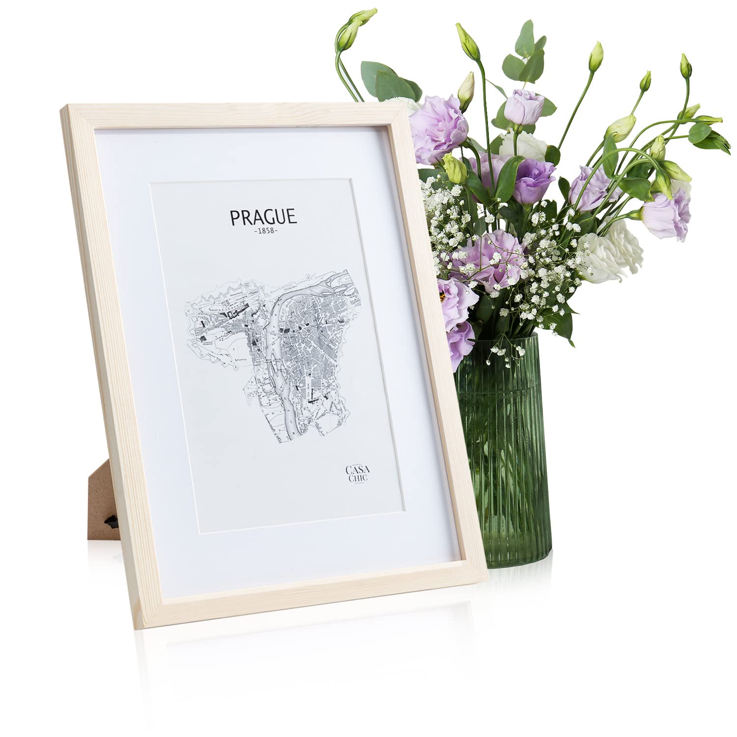 Casa Chic Picture Frames, 30x40 cm Photo Frame, Standing/Wall Mounted Photo Frames For Home & Office, Vertical/Horizontal Display, Perspex & Wood Build, Passepartout Poster Frame, Picture Frame