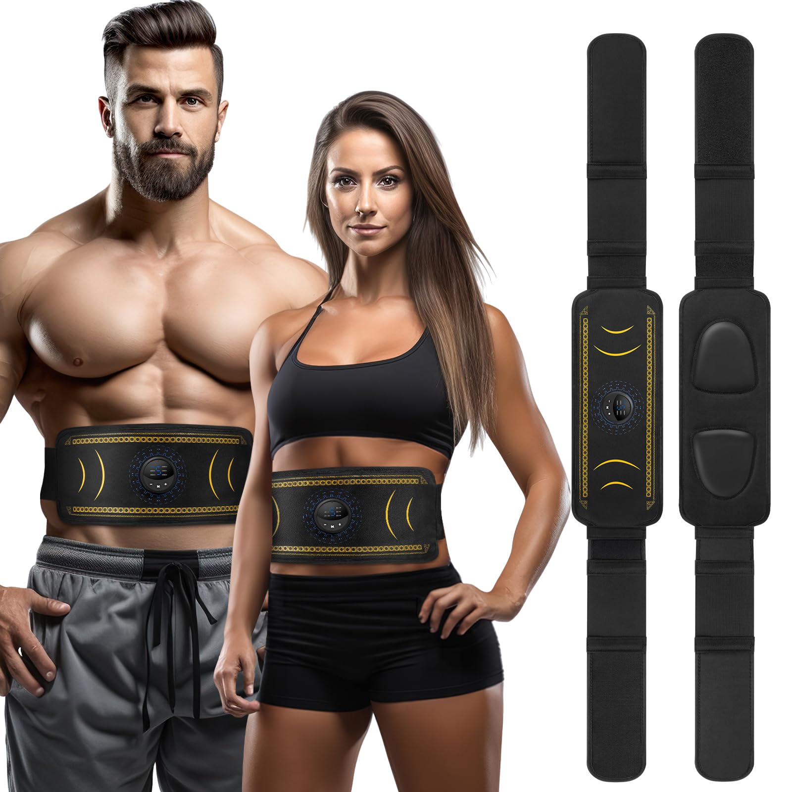 EMS Muscle Stimulator AbS Trainer, 6 Modes & 8 Intensities Abdominal Trainer Ab Toning Belt for Men & Women Home Body Sculpting