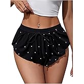 MAKEMECHIC Women's Pajama Bottoms Floral Print Plaid Tie Front PJ Shorts Slit Hem Cherry Summer Lounge Shorts