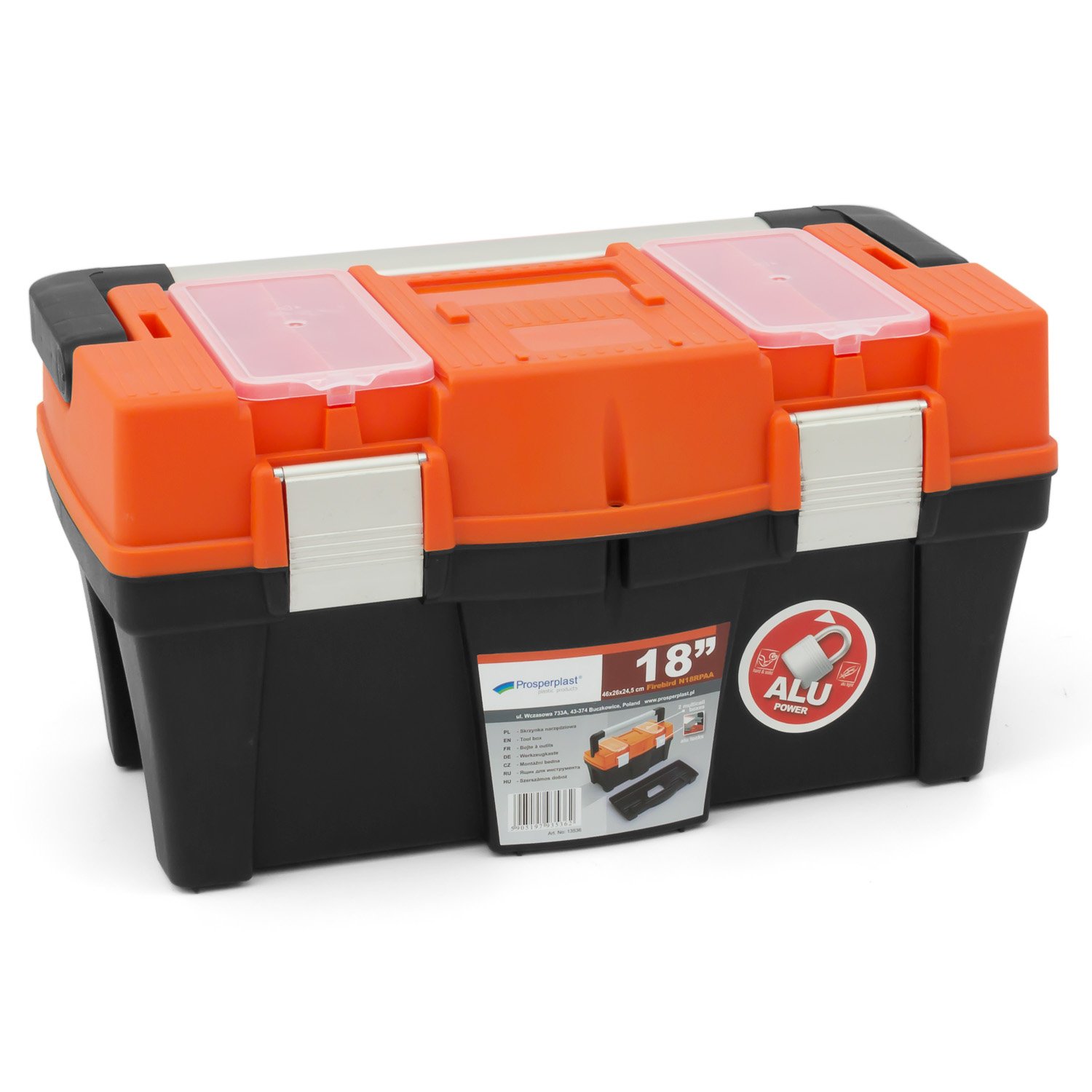 Toolbox FIREBIRD 18 inch with tote tray and organisers, 3 sizes