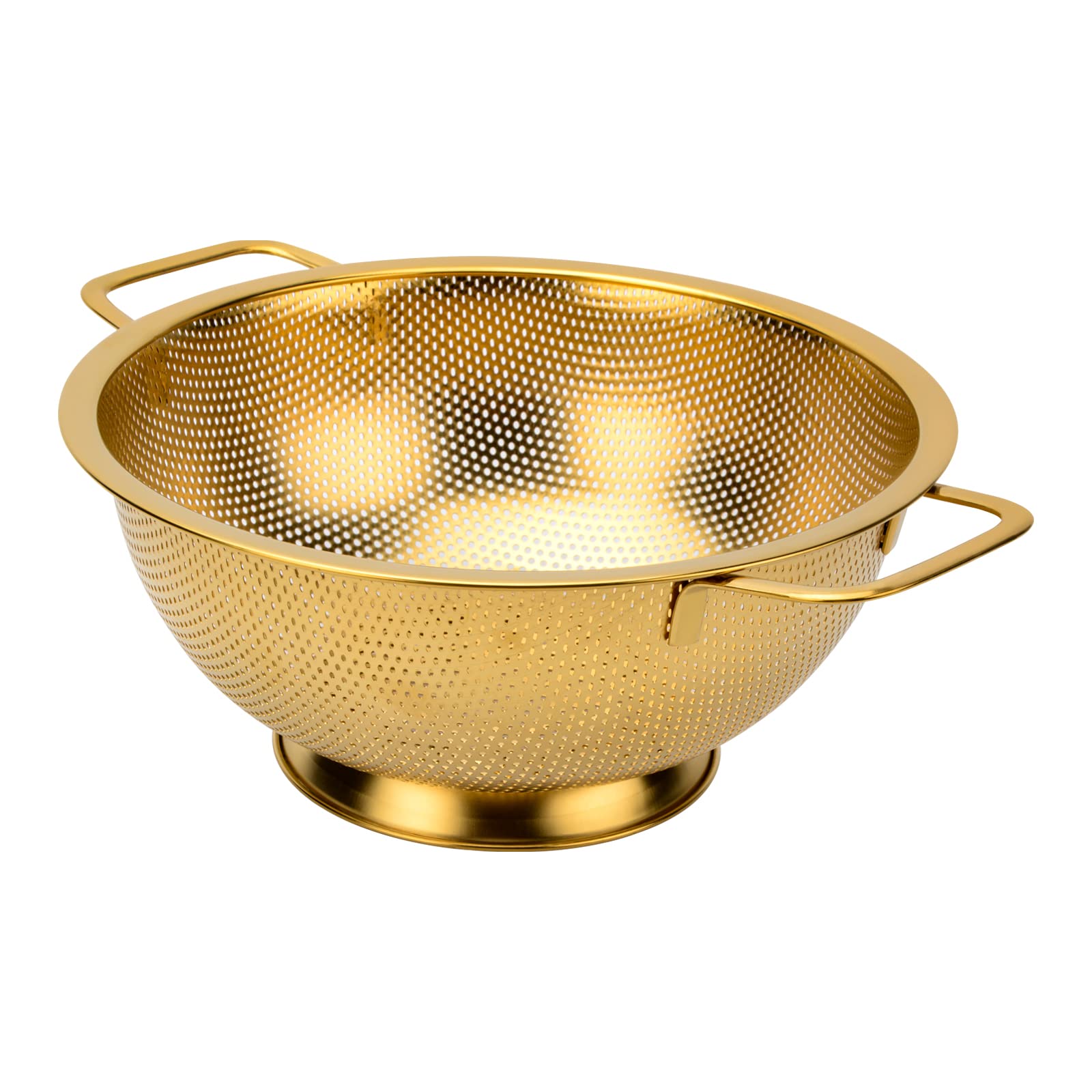 Photo 1 of Snailhouse Colander, 3 Quart Stainless Steel Pasta Rice Food Metal Strainer with Handles and Self-draining Base for Kitchen, Gold