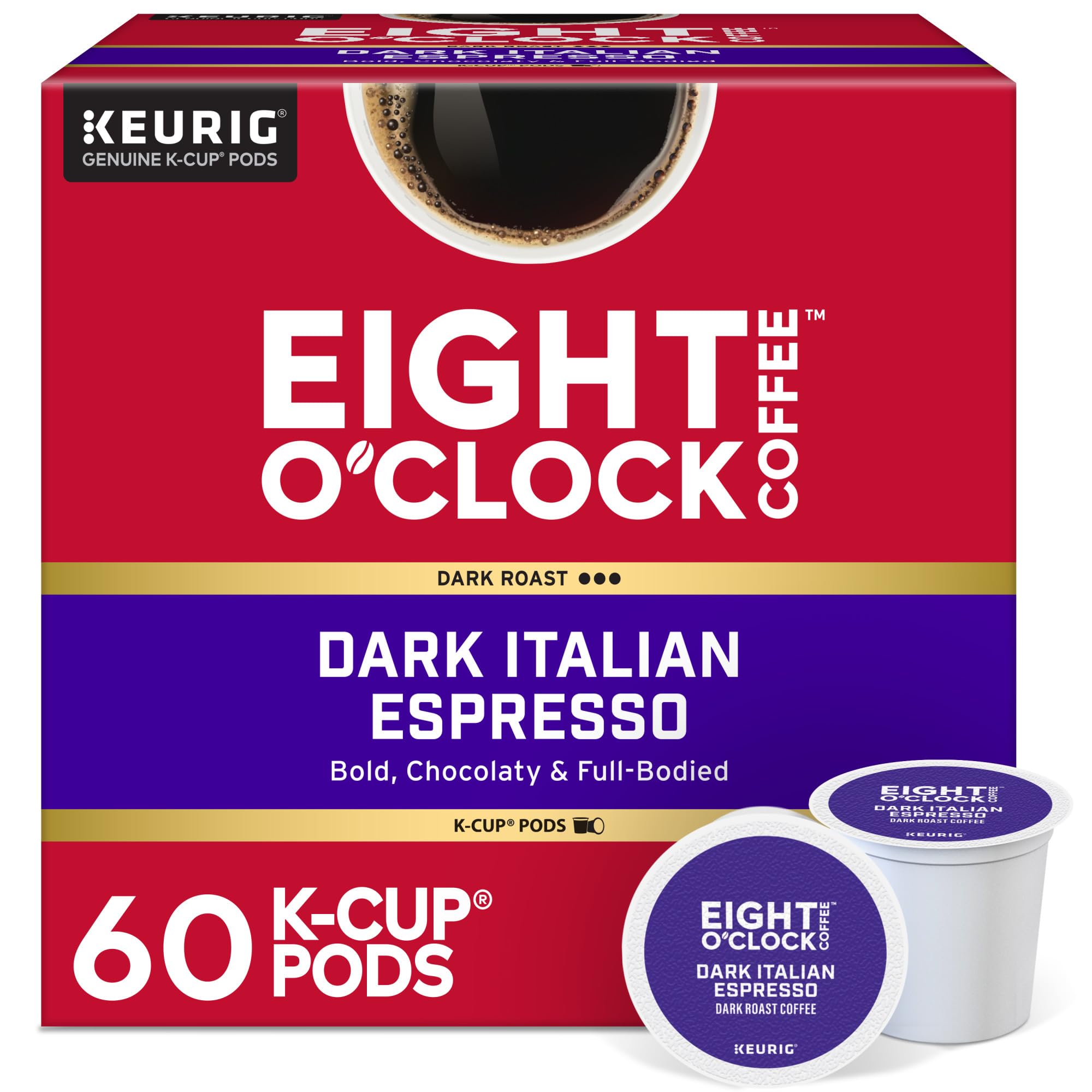 Eight O'Clock Coffee Dark Italian Roast Keurig Single-Serve K-Cup Pods, Dark Roast Coffee, 60 Count Image