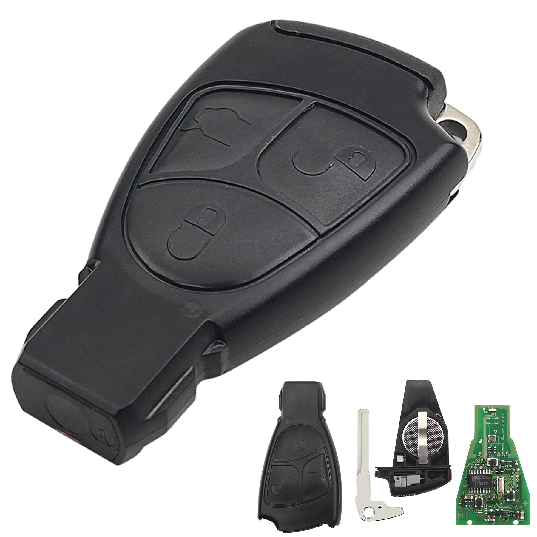 Heart Horse 433Mhz Remote Controls Key Replacements for Mercedes B C E ML S CLK CL W204 W203 W211, 3 Buttons Remote Car Key Fob Shell Case with NEC Chip — image 1