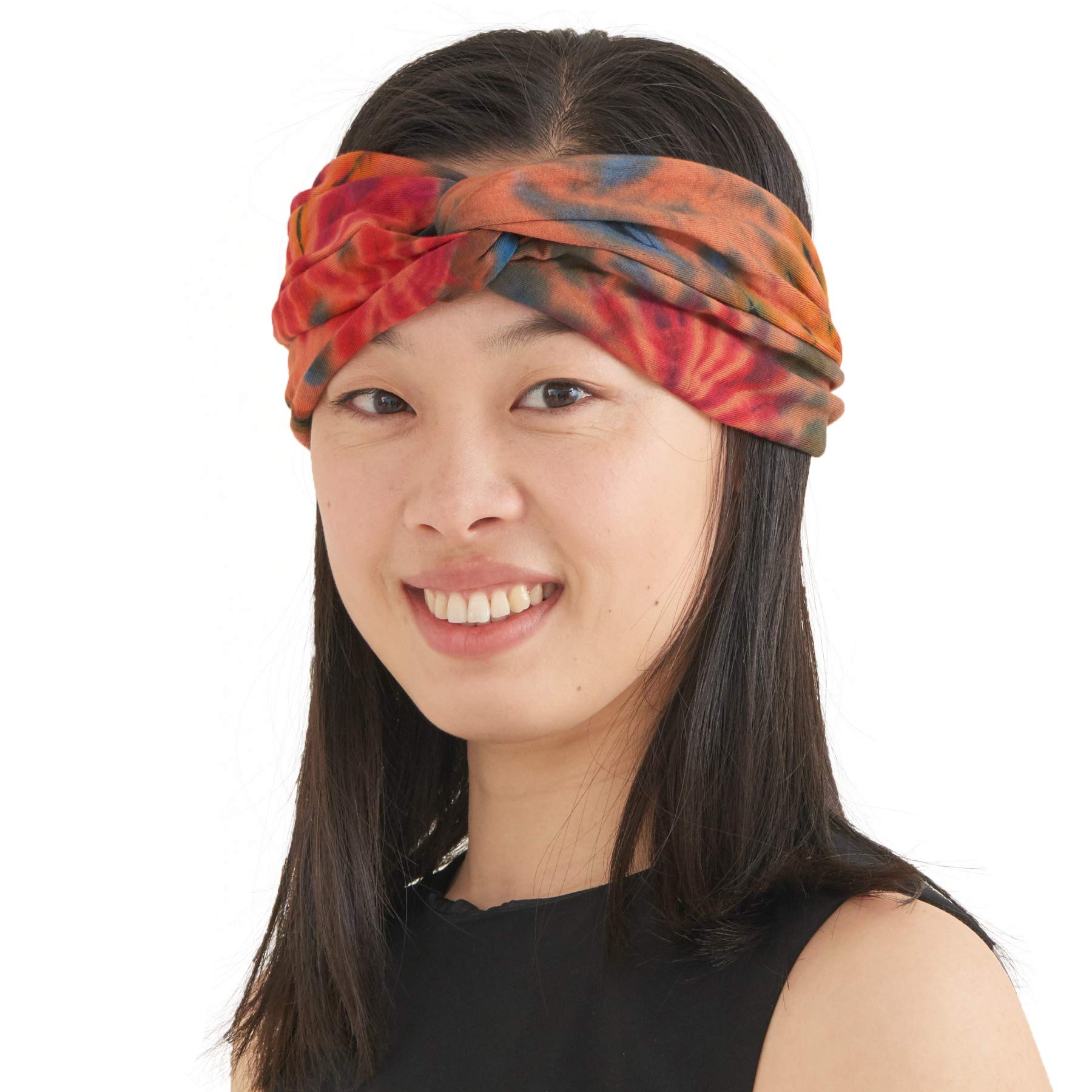 CHARM Womens Tie-Dye Head Wrap - Fashion Turban Headband Hippy Yoga Hairband Twist Knot Festival Hair Band E