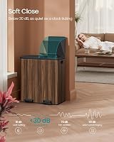 SONGMICS Dual Rubbish Bin 2-Compartment 30 L Dark Walnut LTB060N02 view 3