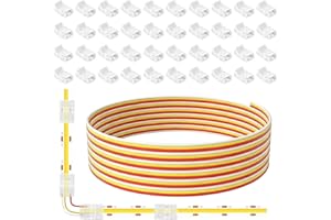 40 Pcs 10mm Connector for 3 Pin CCT COB LED Strip Light, Includes a 9.84ft/3m Extension Wire, Solderless Gapless Strip to Wir