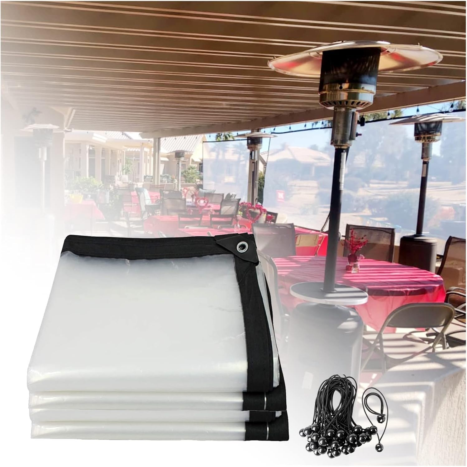 Outdoor Curtains - HSYFdy Outdoor Sheer Vinyl Curtain Clear Tarp Panel with Rustproof Grommets， Waterproof Windproof PVC Partition Curtains for Gazebos, Porch, Pergola (Size : 10x10ft/3x3m)