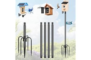 Gtongoko Smart Bird Feeder Pole 79 Inch Bluebird House Pole for Outdoors Weather Station Heavy Duty Metal Mounting Kit Adjustable Bird Feeder Stand Black
