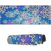Famame Laptop Mouse Pad Snowflakes Winter Christmas Desk Mat with Stitched Edges 31.5X 11.8 inch Non-Slip Large Keyboard Rubber Writing Table Mat for Office Home