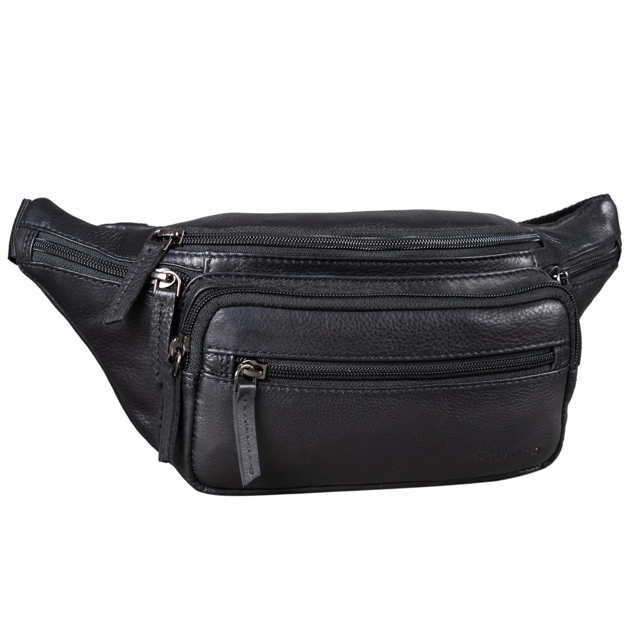 STILORD "Zion" Vintage Pouch Bag Genuine Leather | Waist Belt Bag Fanny Pack or Cross-Body for Men and Women | Fits 7 Inch Mobiles | Travel & Festival Bag Colour:Obsidian Black