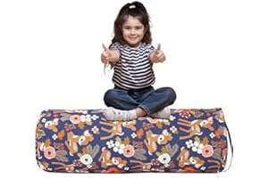 LOLOMLO Stuffed Animal Bean Bag Storage Chair for Kids Cover Only (No Filler), Organize, Sit, Play & Boxing, 100% Cotton Canvas Washable, Ultra Soft Cylinder Long Vertical Zipper Best Gift for Child