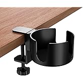 Large Desk Cup Holder Clamp, Anti-Spill Cup Holder for Desk, 3.7" Mental Cup Holder, Easy to Install Clamp on Cup Holder, Desk Cup Holder Compatible with Universal Cup & Pen Holder (1, Black)