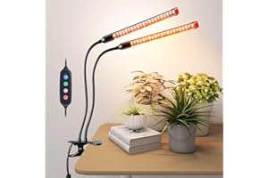 JINHONGTO Clip Grow Lights for Seed Starting Seedlings with Timer, Enough Bright 18 Watt Power Home Plug, Not 5W Adapter, Small Bonsai Grow Light, Full Spectrum Plant Light for Indoor Growing