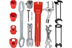 WEALFLAQUA Professional Basin Wrench Set, 7-Piece Sink Faucet Installation Tool Kit, 9-in-1 Adjustable Plumbing Spanner, Wide