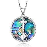 Alphm 925 Sterling Silver Anchor/Lighthouse Necklace for Women Abalone Shell Lighthouse/Anchor Pendant Graduation Jewelry Gifts for Daughter Sister