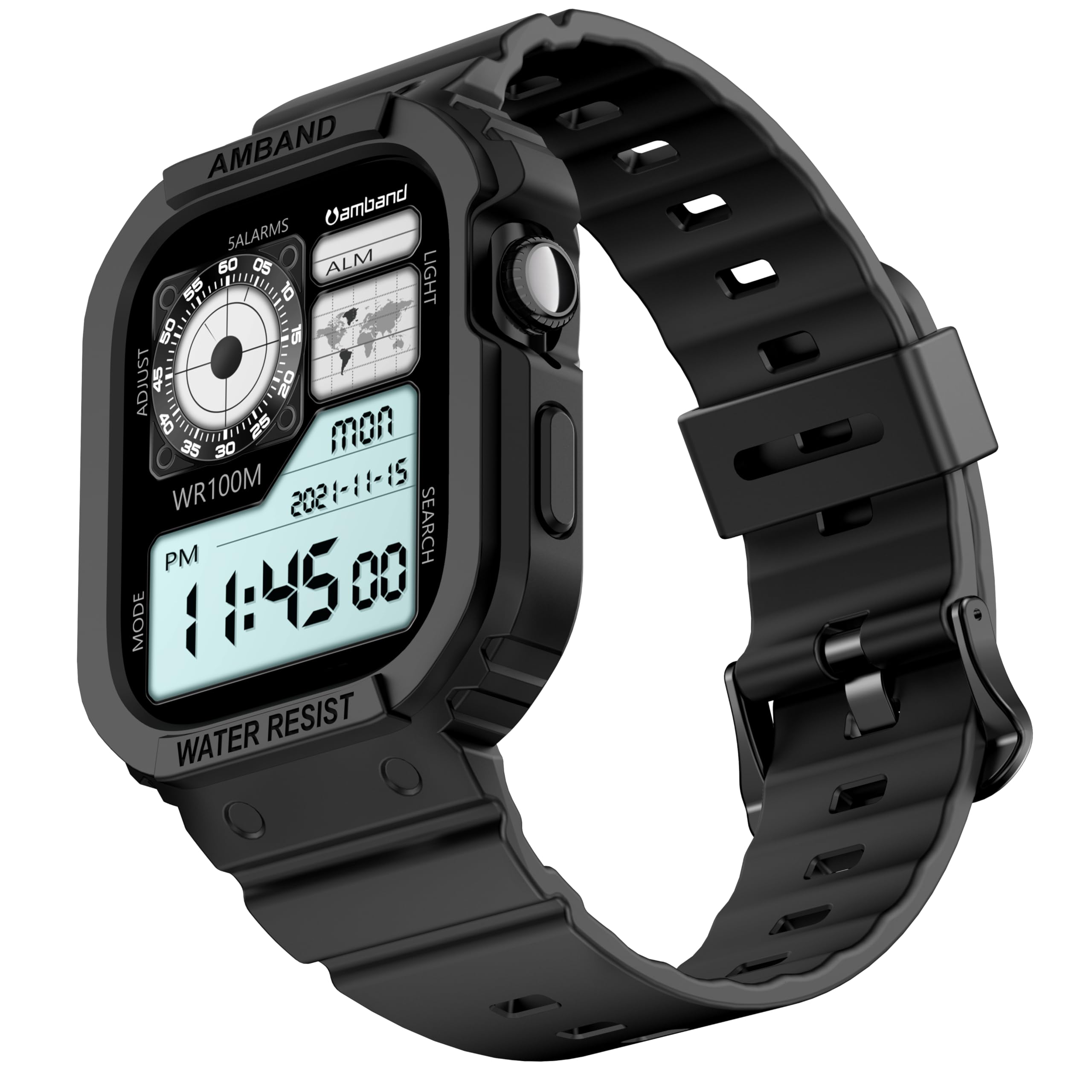 Photo 1 of amBand Rugged Case with Band for Apple Watch Series 10 11 42mm, Shockproof & Protective Sport Bumper Cover, Lightweight & Comfortable Strap for Men & Women, Matte Black