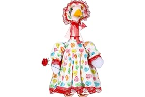 Suzile Valentines Porch Goose Outfit Conversation Heart Clothes for 23" High Cement or Plastic Goose Costume for Yard Lawn Outdoor Garden Patio Geese Statue Dresses Holiday Decor