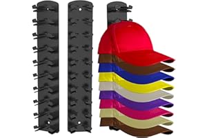 WPESI Hat Organizer for Baseball Caps 2Pack, Hat Rack for Wall with Strong Adhesive Hold up to 20 Hats (BLACK)