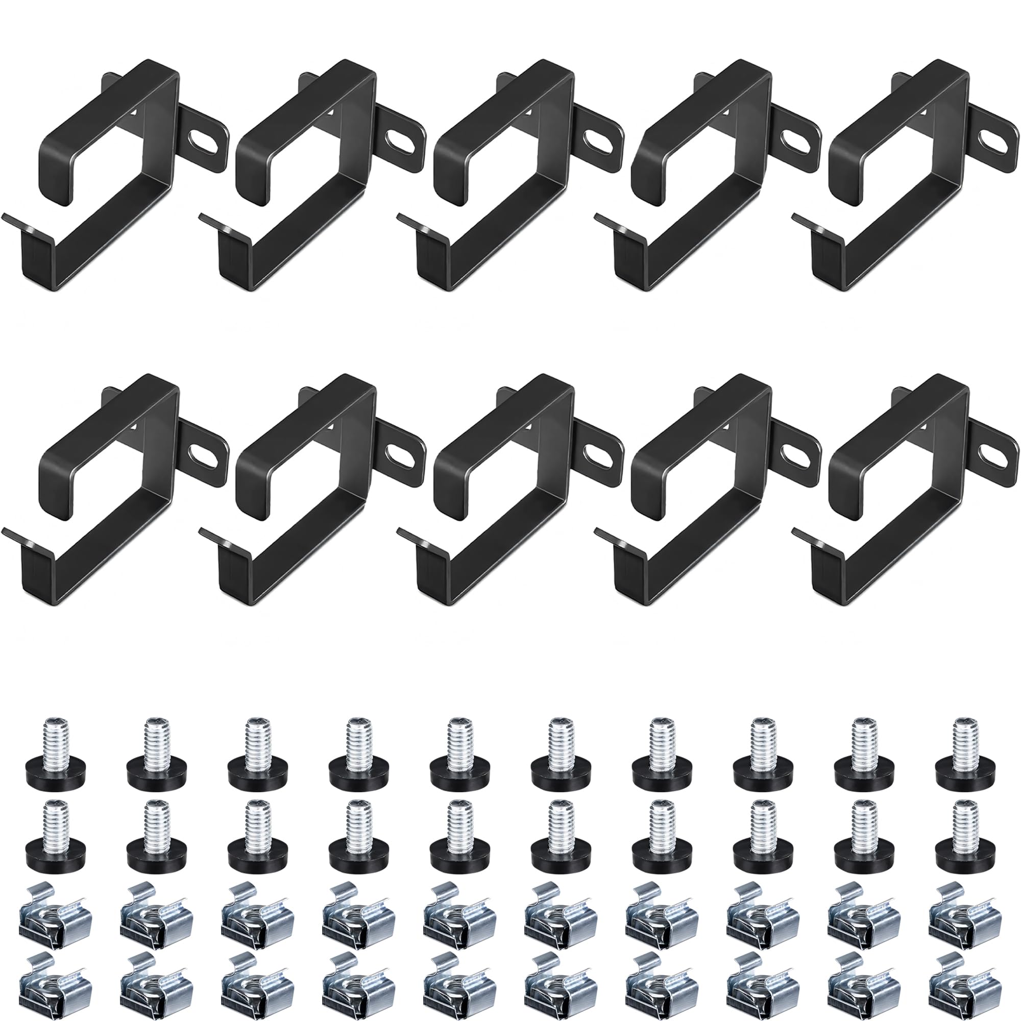 kwmobile Server Rack Cable Management Brackets - Set of 10 Steel Fibre Optic, Network, Patch Cable Organiser Management System Screw-On Brackets