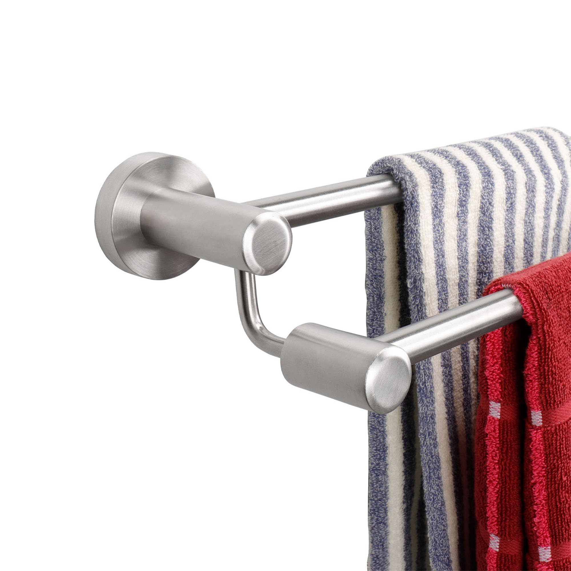 Photo 1 of TocTen Double Bath Towel Bar - Thicken SUS304 Stainless Steel Towel Rack for Bathroom, Bathroom Accessories Double Towel Rod Heavy Duty Wall Mounted Towel Holder (Brushed,24IN)