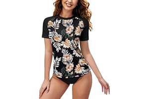 BesserBay Women's Sun Protection UPF 50+ Raglan Short Sleeve Rash Guard Swim Shirt