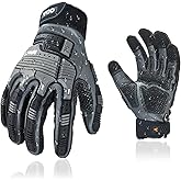 Vgo...…1Pair Leather Heavy Duty Work Gloves,Mechanics Gloves,Water Resistant,Impact Resistant,Anti-Vibration(CA7722WR)