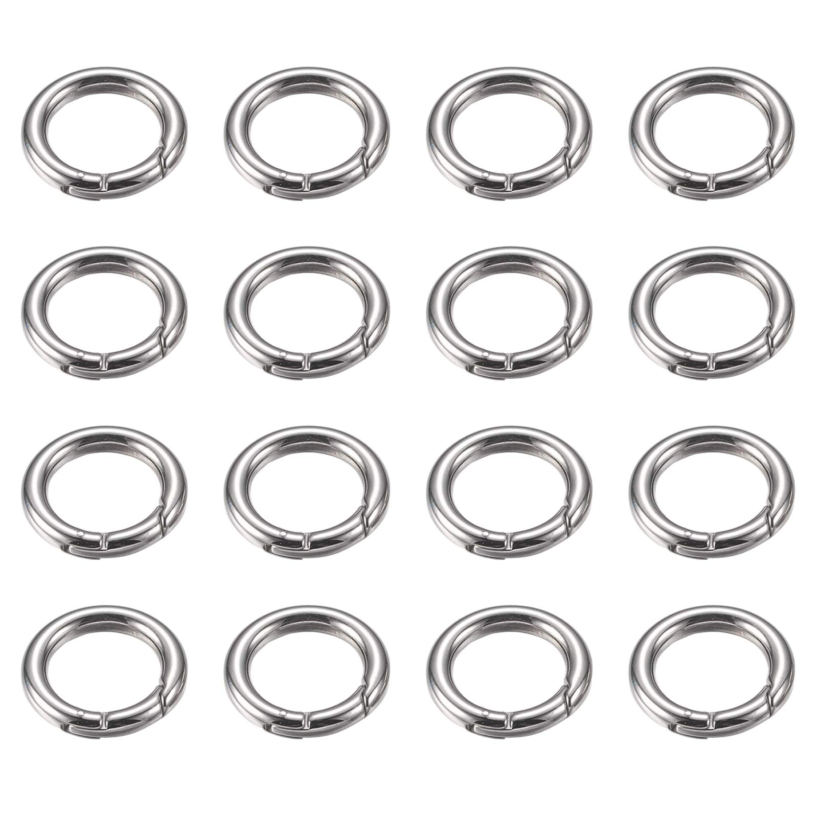 Spring O Rings, Ekunbuy Spring Snap Clip Hooks Zinc Alloy Round Metal Split Rings Small Clamp Clasp Keyring Buckle for Bags Purses Handbag Strap Craft Jewelry Making