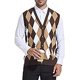 Beotyshow Mens Argyle Sweater Vests V Neck Sleeveless Cardigan Vest Knitwear