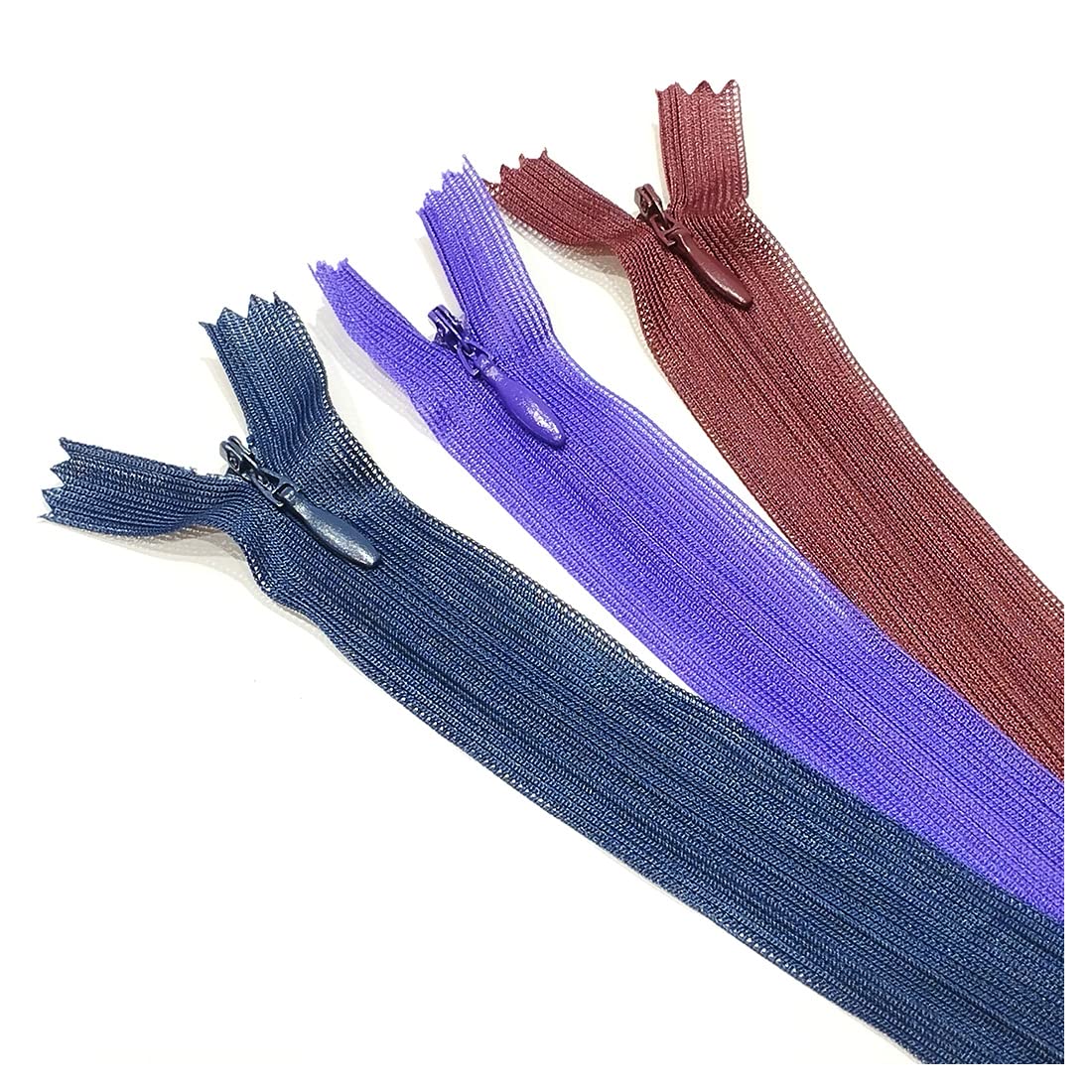 JYC CREATIVE 15 Invisible Zippers Closed, Many Sizes and Colours Available, Mesh .3, Fine Zipper, Elegant and Discreet for Sewing on Clothes, Dresses, Skirts, Sewing, (60 cm, 3 Colours-4)
