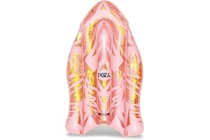 POZA Inflatable Snow Boogie Sled – Luxurious Snow Sled with Handles and Filled with Gold Snowflake Confetti – Premium Heavy Duty Cold Resistant PVC Sled for Adults and Kids – 44 Inch