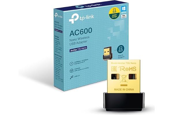 TP-Link Nano AC600 USB WiFi Adapter(Archer T2U Nano)- 2.4G/5G Dual Band Wireless Network Transceiver for PC Desktop, Travel Size, Supports Windows (11,10, 8.1, 8, 7, XP/Mac OS X 10.9-10.14)