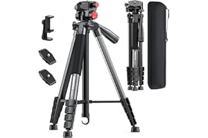 CAMBOFOTO 72" Camera Tripod, Professional Aluminum Tripod Stand for Mirrorless Camera/DSLR/Cell Phone/Camcorder/GoPro, with P