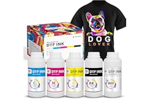 Polytech DTF Ink 6x500ML, Heat Transfer Printing Direct to Film, DTF Transfer Ink for PET Film, High Coverage Refillable DTF Ink for All DTF Printers High Accuracy, Good Printability
