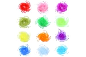 12 Pcs Dance Magic Juggling Scarves - Square Dress Up Colorful Sensory Belly Dance Play Scarf