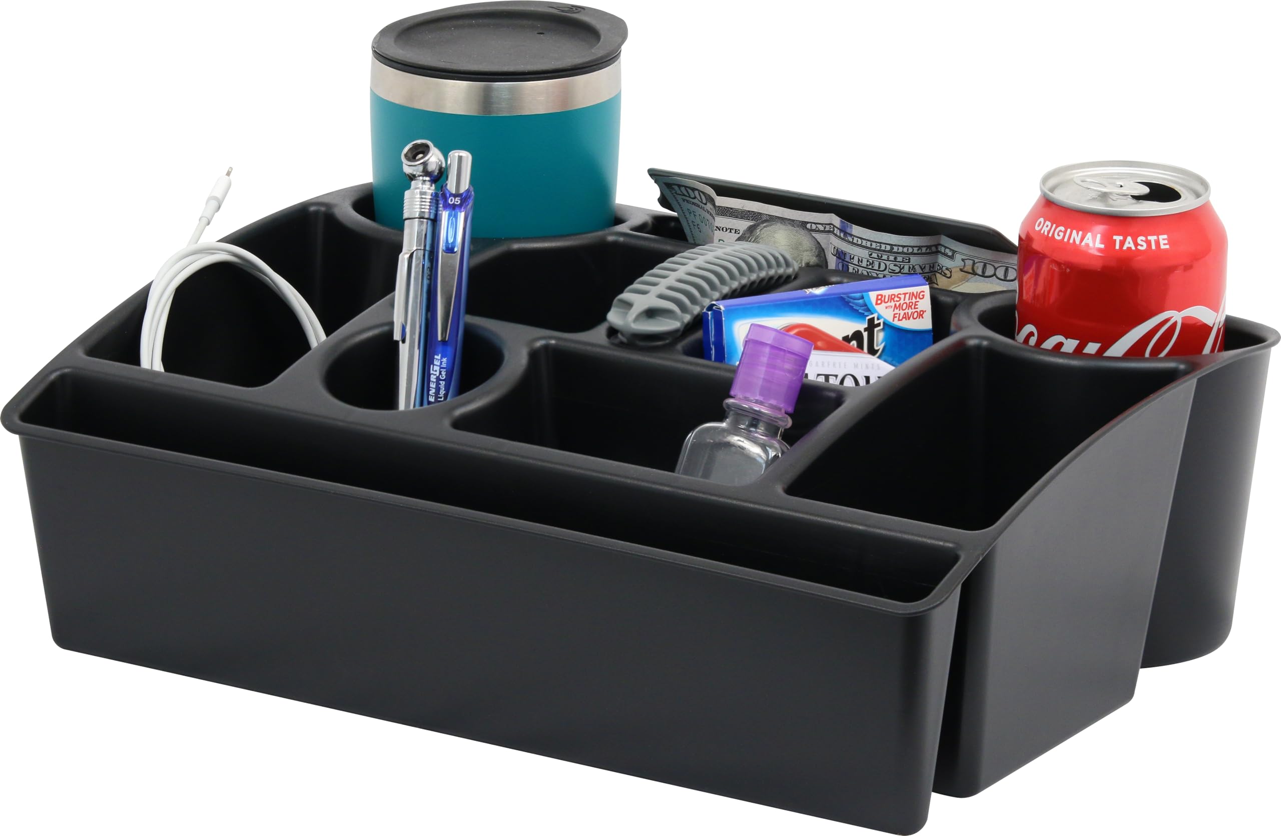 Photo 1 of Moblorg Vehicle Seat Organizer Car Storage Caddy with Carrying Handle, 2 Large Cup Holders, 10 Compartments, Hidden Extra Storage, Fits Most Vehicles, Made in USA from Recycled Plastic