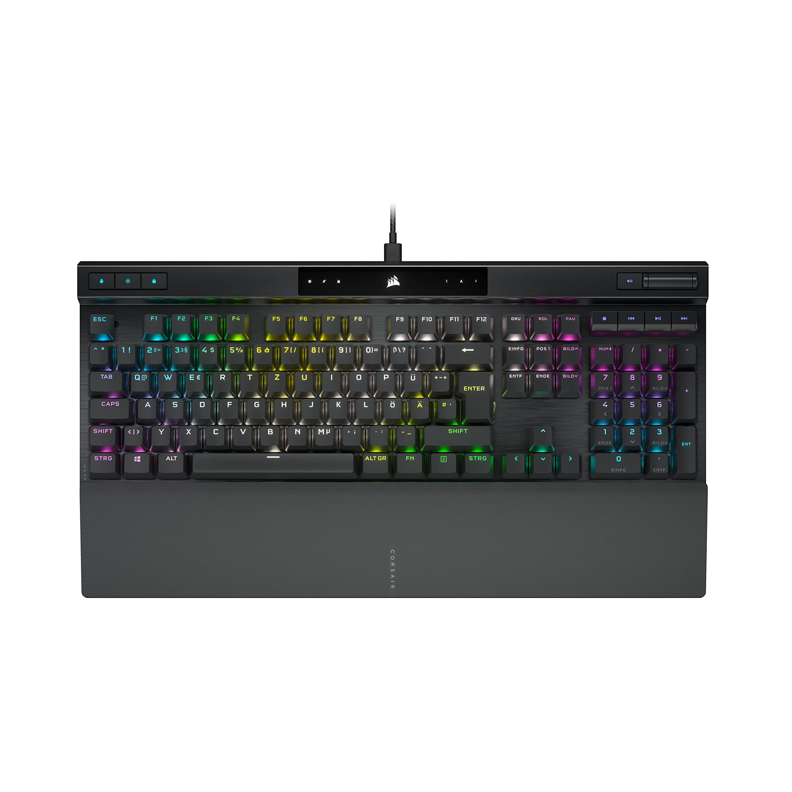 Corsair K70 RGB PRO Mechanische Kabelgebundene Gaming-Tastatur – Cherry MX Red Linear-Schalter, SOCD, PBT Double-Shot Tastenkappen, 8000Hz Hyper-Polling, NKRO, Turnier Schalter, QWERTZ DE – Schwarz