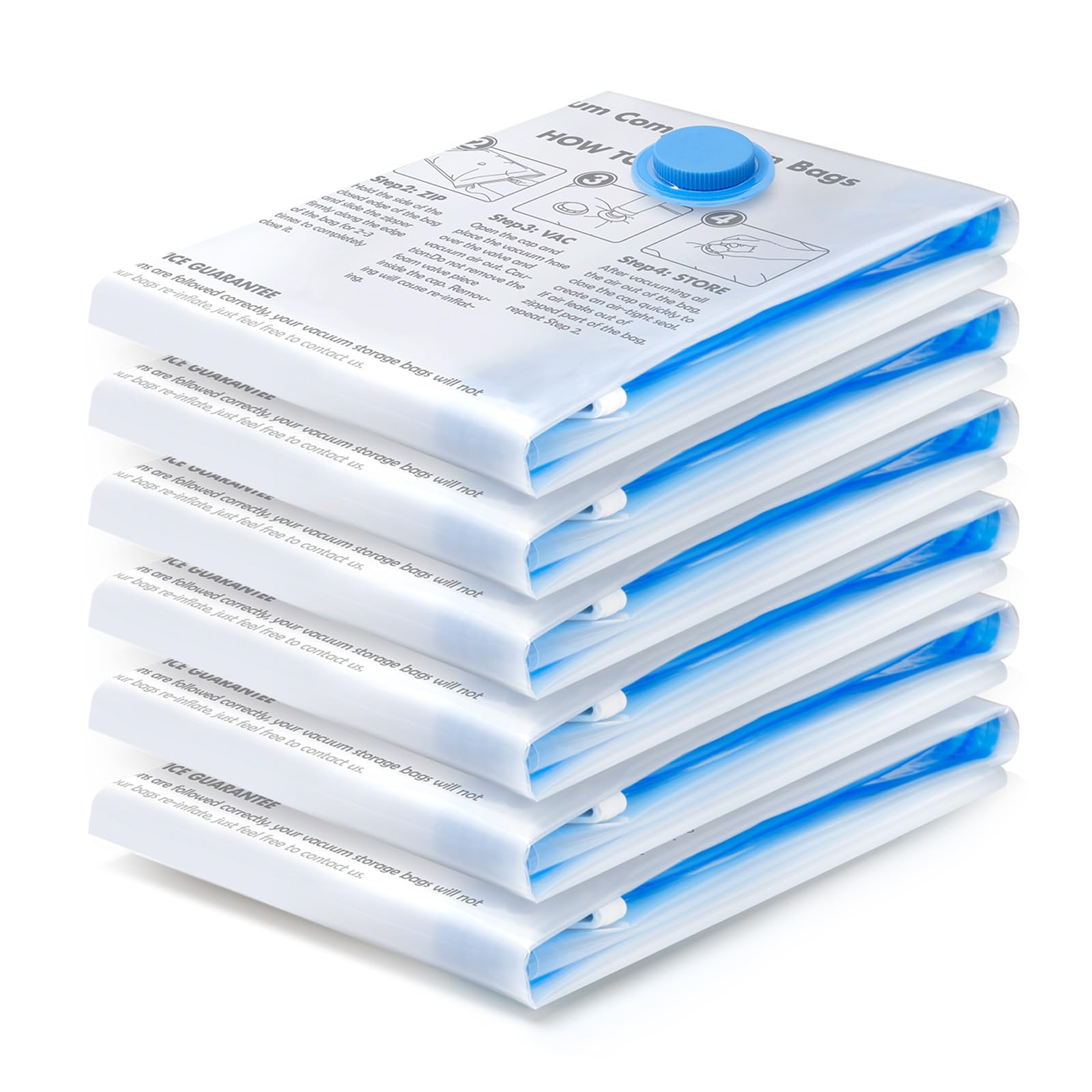 BoxLegend Vacuum Storage Bags Space Saving Bags 6M 70x50cm Vacuum Bags Double Zipper Seal & Leak Valve Travel Essentials Reusable for Clothes Pillow Comforters Bedding